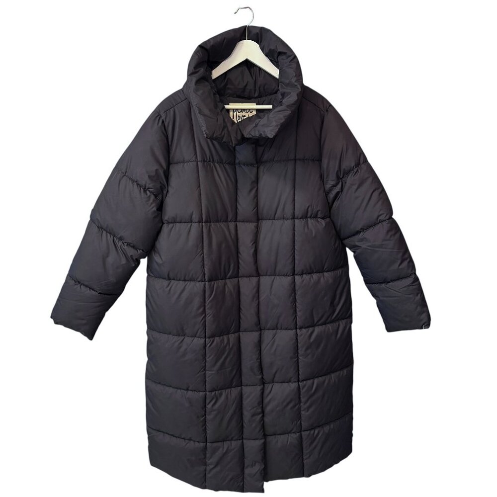 Peace Love World NEW Black Long Puffer Jacket Coat Women's size M